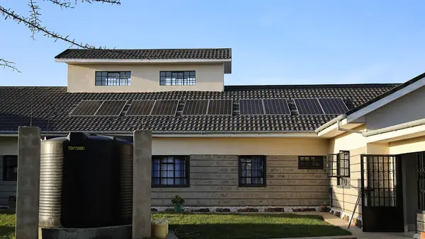 Completed 3.6 kW rooftop solar panel installation on a family home in Kenya